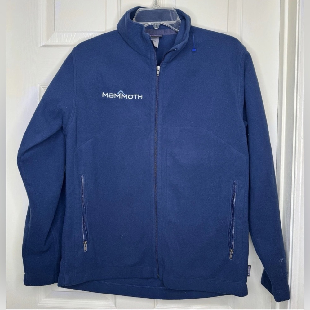 Men PATAGONIA navy Blue Full Zip Synchilla Fleece Jacket Coat Sz Small Mammoth
